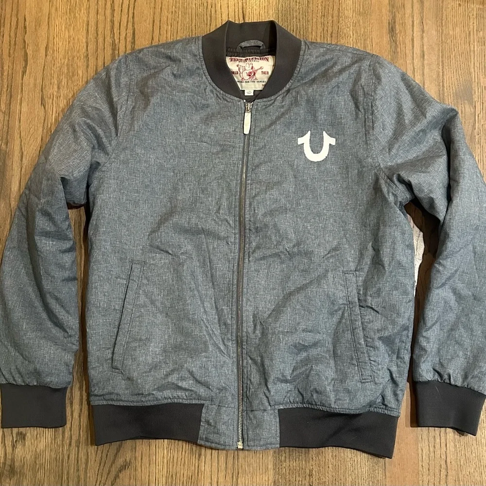 True Religion Gray Bomber Jacket-Size Large